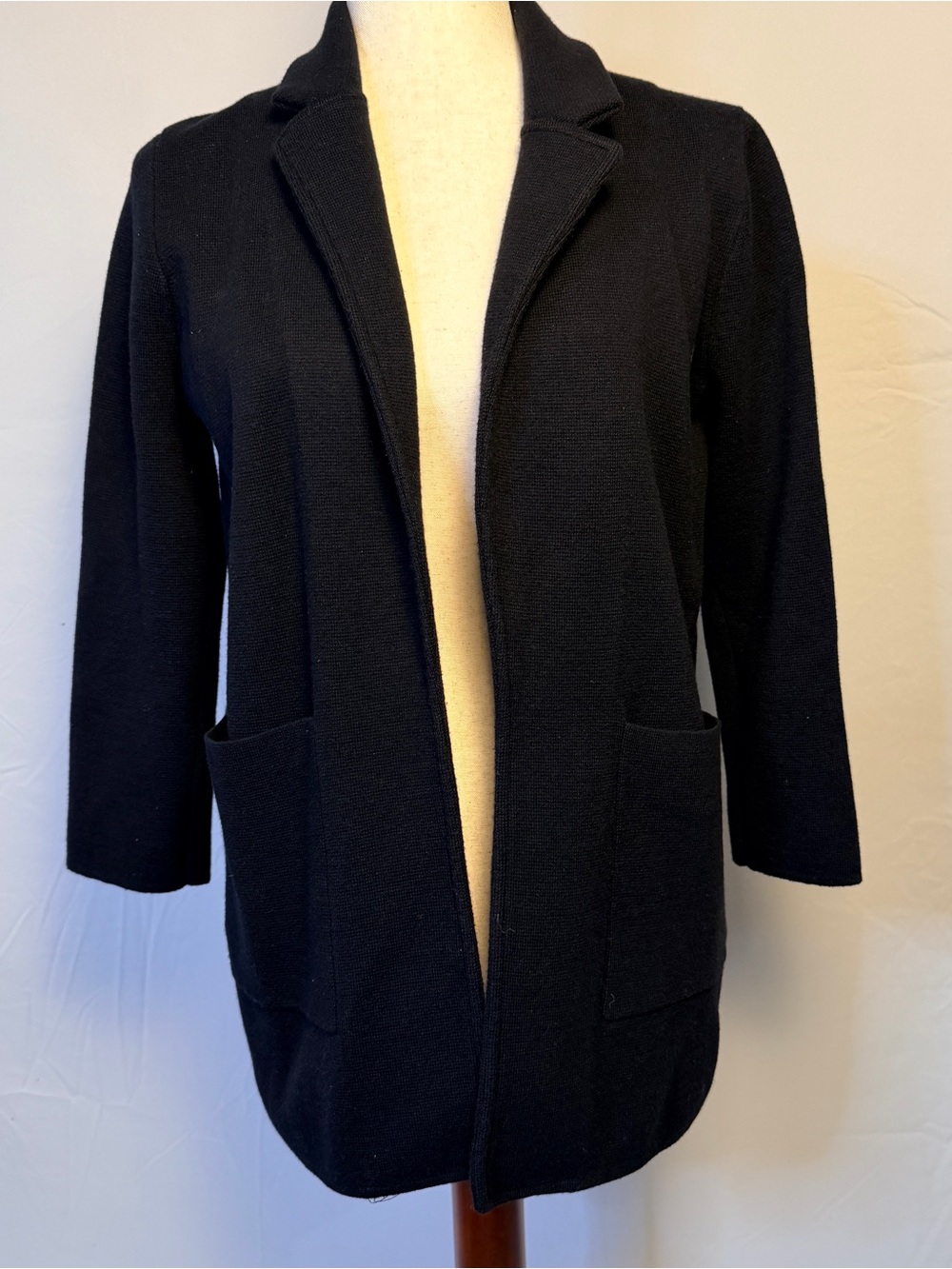 J. Crew Sophie Black Knit Open-Front Cardigan wool blend, classic preppy capsule